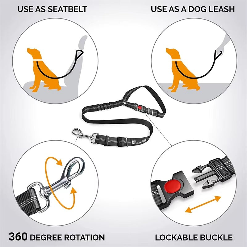 Reflective Dog Car Seat Belt /  Leash