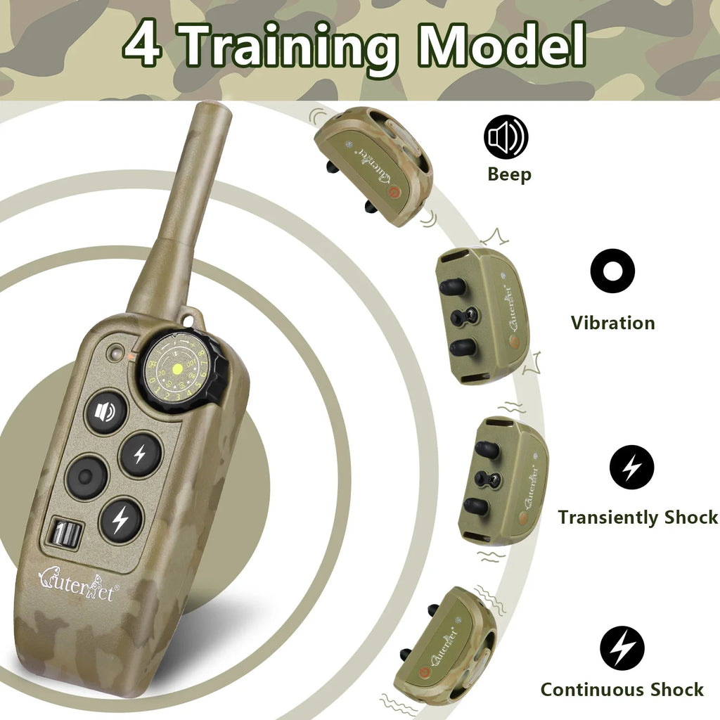 Rechargeable Waterproof Dog Training Collar 1000m Remote Control Anti Barking Shock Vibration Beep Pet Behavior Training Collar