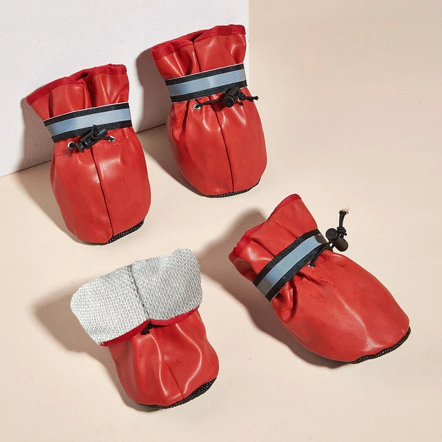 All Season 4 pcs Medium and Large Dog Shoes Outdoor and Indoor Dog Shoes With Reflective Closure Winter Warm Non-Slip Pet Puppy