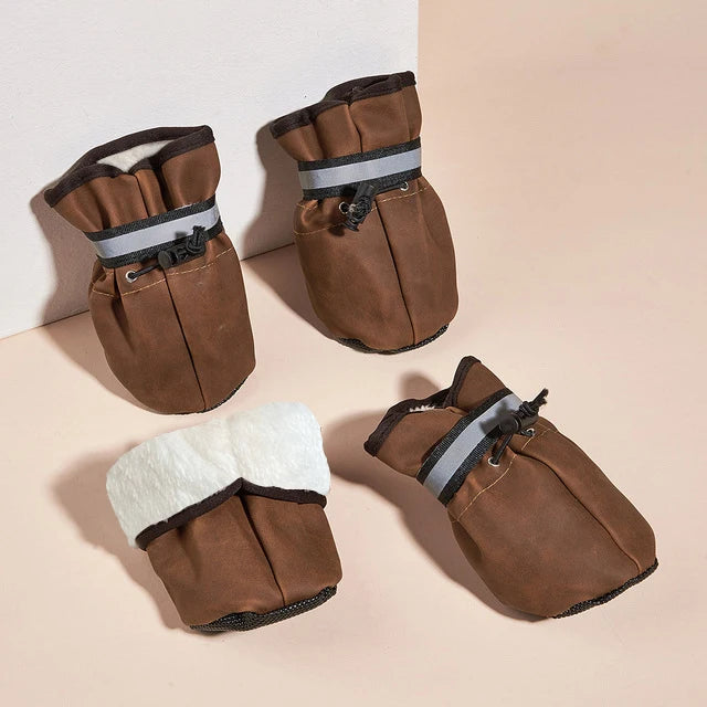 All Season 4 pcs Medium and Large Dog Shoes Outdoor and Indoor Dog Shoes With Reflective Closure Winter Warm Non-Slip Pet Puppy