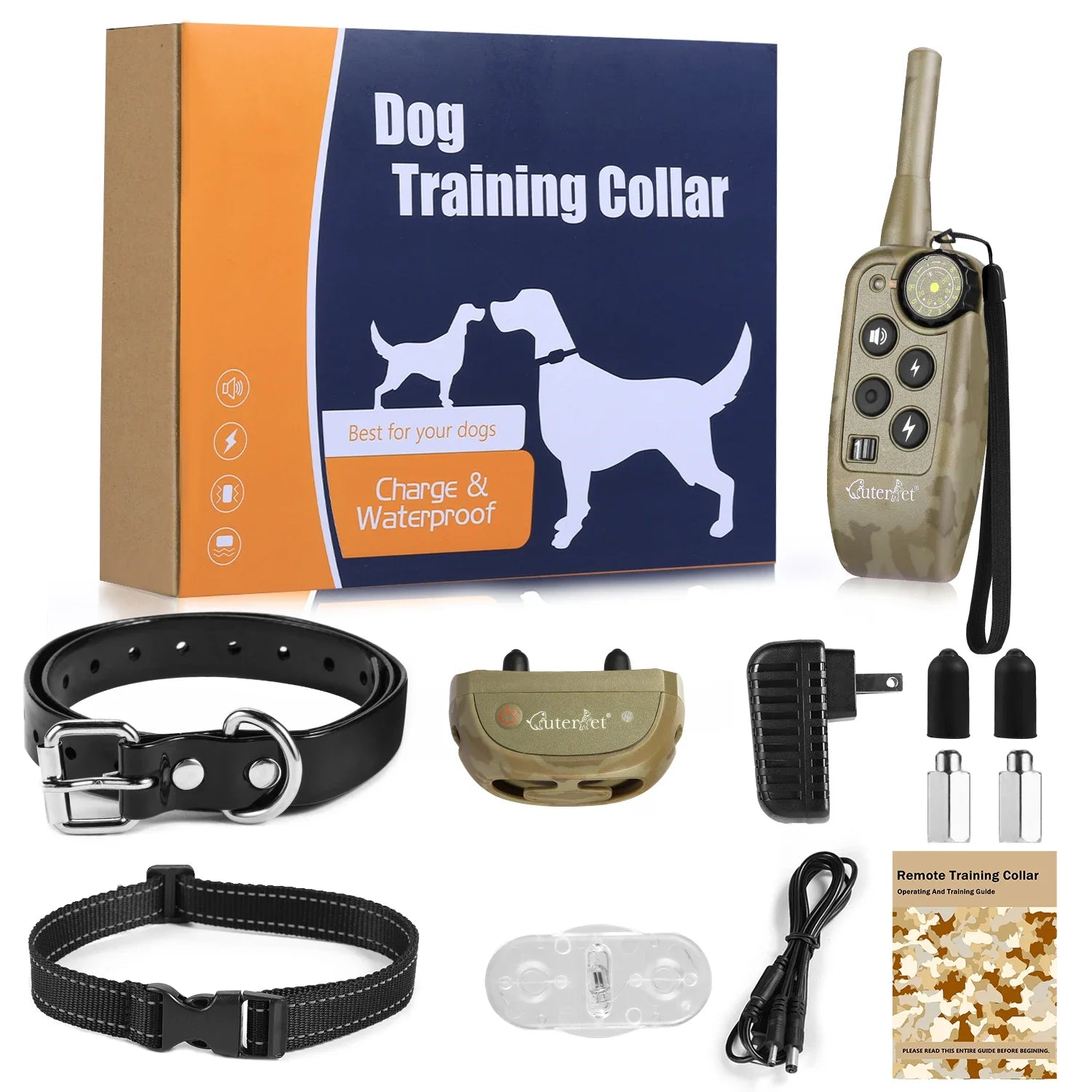 Rechargeable Waterproof Dog Training Collar 1000m Remote Control Anti Barking Shock Vibration Beep Pet Behavior Training Collar