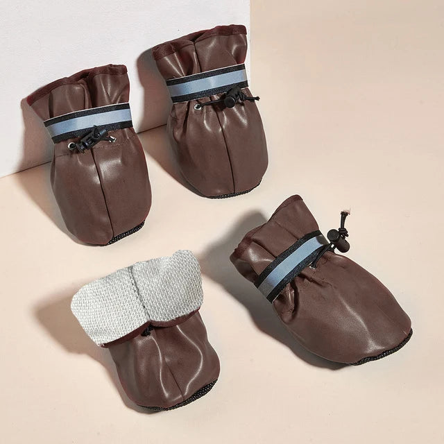 All Season 4 pcs Medium and Large Dog Shoes Outdoor and Indoor Dog Shoes With Reflective Closure Winter Warm Non-Slip Pet Puppy