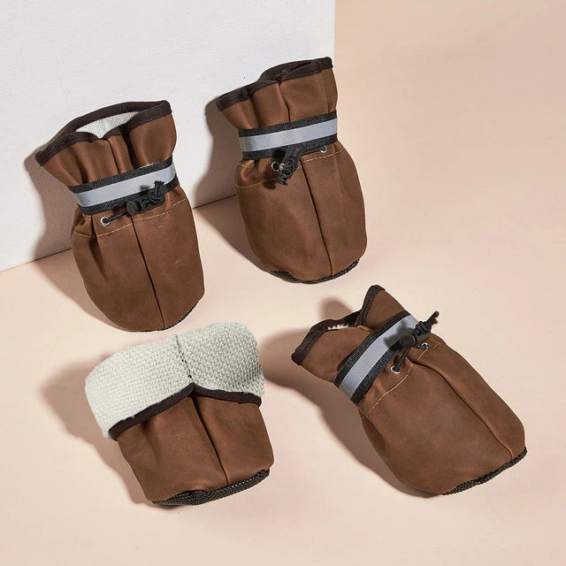 All Season 4 pcs Medium and Large Dog Shoes Outdoor and Indoor Dog Shoes With Reflective Closure Winter Warm Non-Slip Pet Puppy