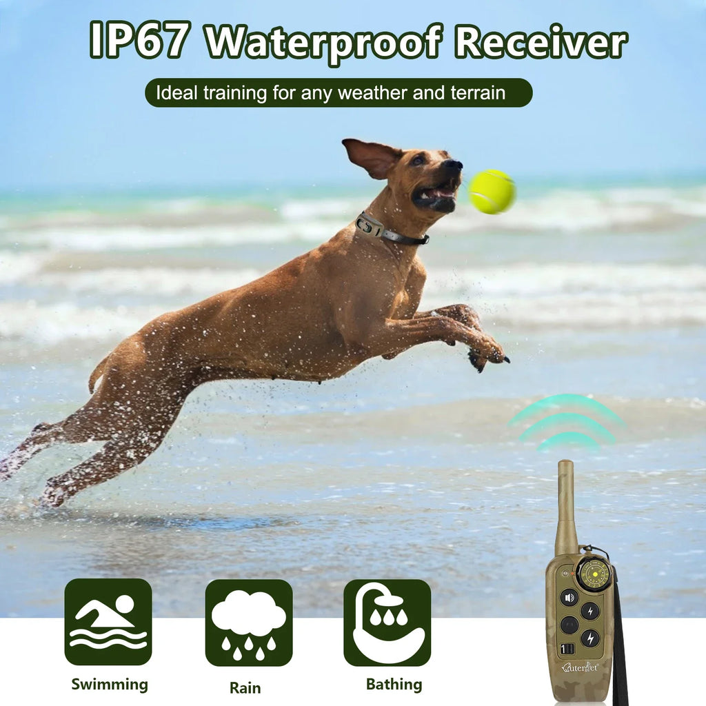 Rechargeable Waterproof Dog Training Collar 1000m Remote Control Anti Barking Shock Vibration Beep Pet Behavior Training Collar