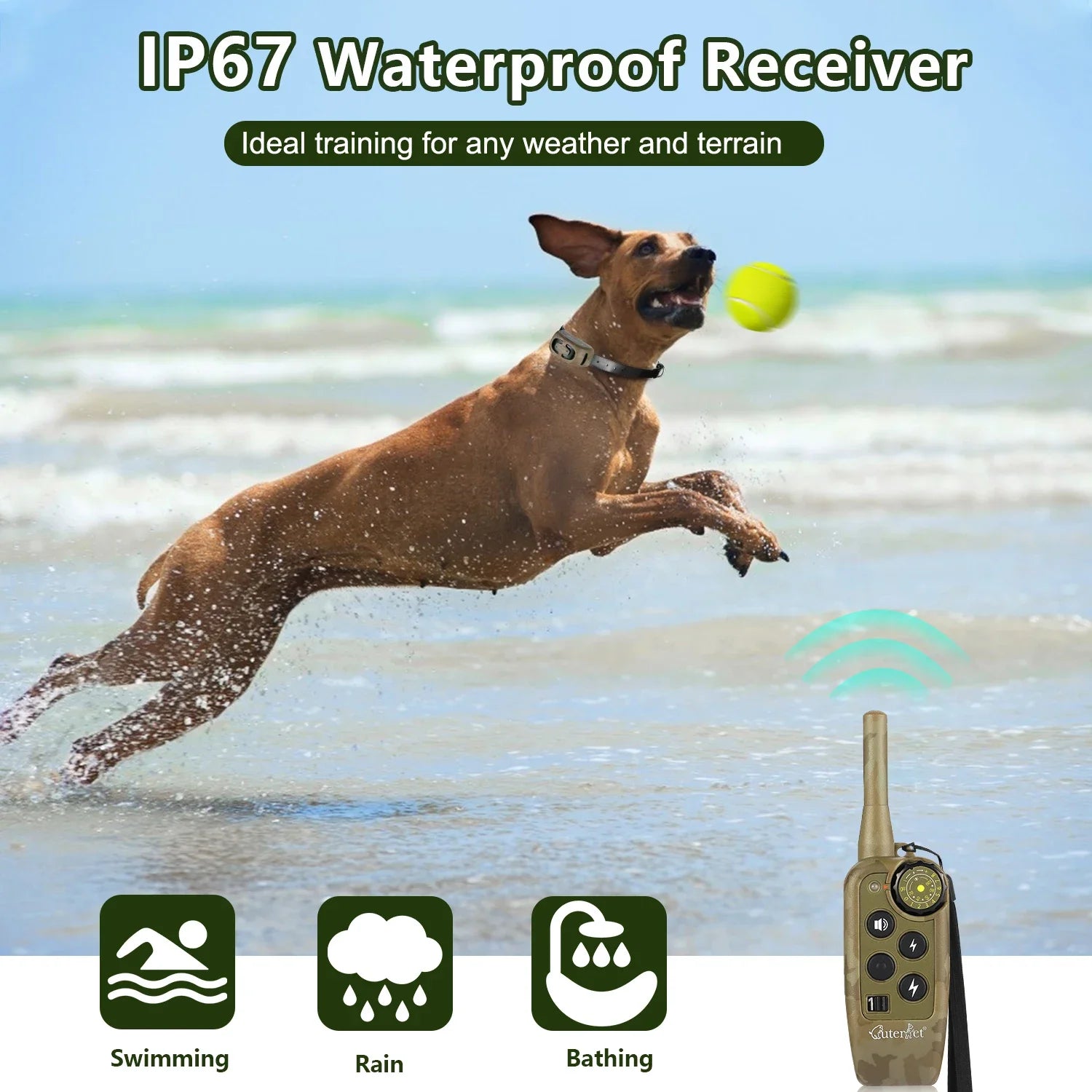 Rechargeable Waterproof Dog Training Collar 1000m Remote Control Anti Barking Shock Vibration Beep Pet Behavior Training Collar