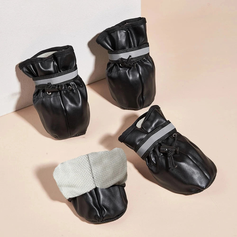 All Season 4 pcs Medium and Large Dog Shoes Outdoor and Indoor Dog Shoes With Reflective Closure Winter Warm Non-Slip Pet Puppy