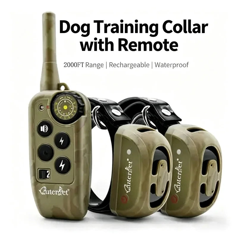 Rechargeable Waterproof Dog Training Collar 1000m Remote Control Anti Barking Shock Vibration Beep Pet Behavior Training Collar