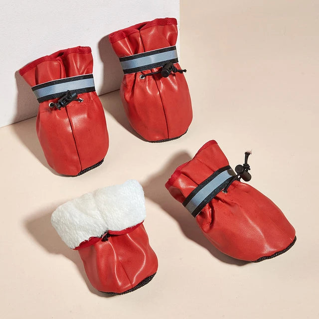 All Season 4 pcs Medium and Large Dog Shoes Outdoor and Indoor Dog Shoes With Reflective Closure Winter Warm Non-Slip Pet Puppy
